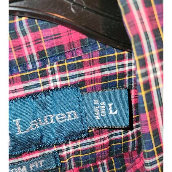 Ralph Lauren Mens Custom Fit Plaid Button-Down Long Sleeve Shirt Large - Picture 3 of 6